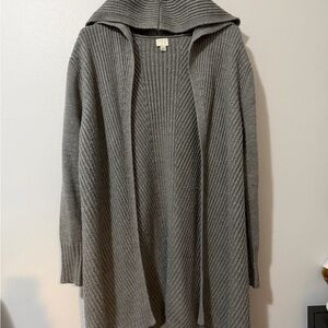 Gray Hooded Women's Cardigan